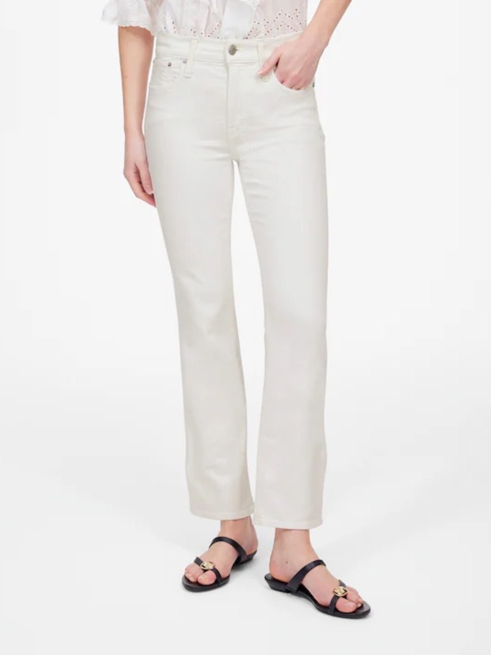 Madewell White mid-rise Kick out Jeans